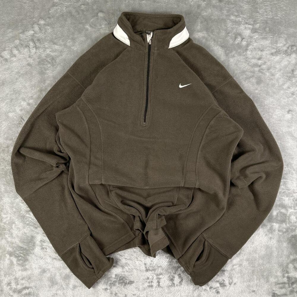 Nike Brown and White Women's Sweater Cardigan
